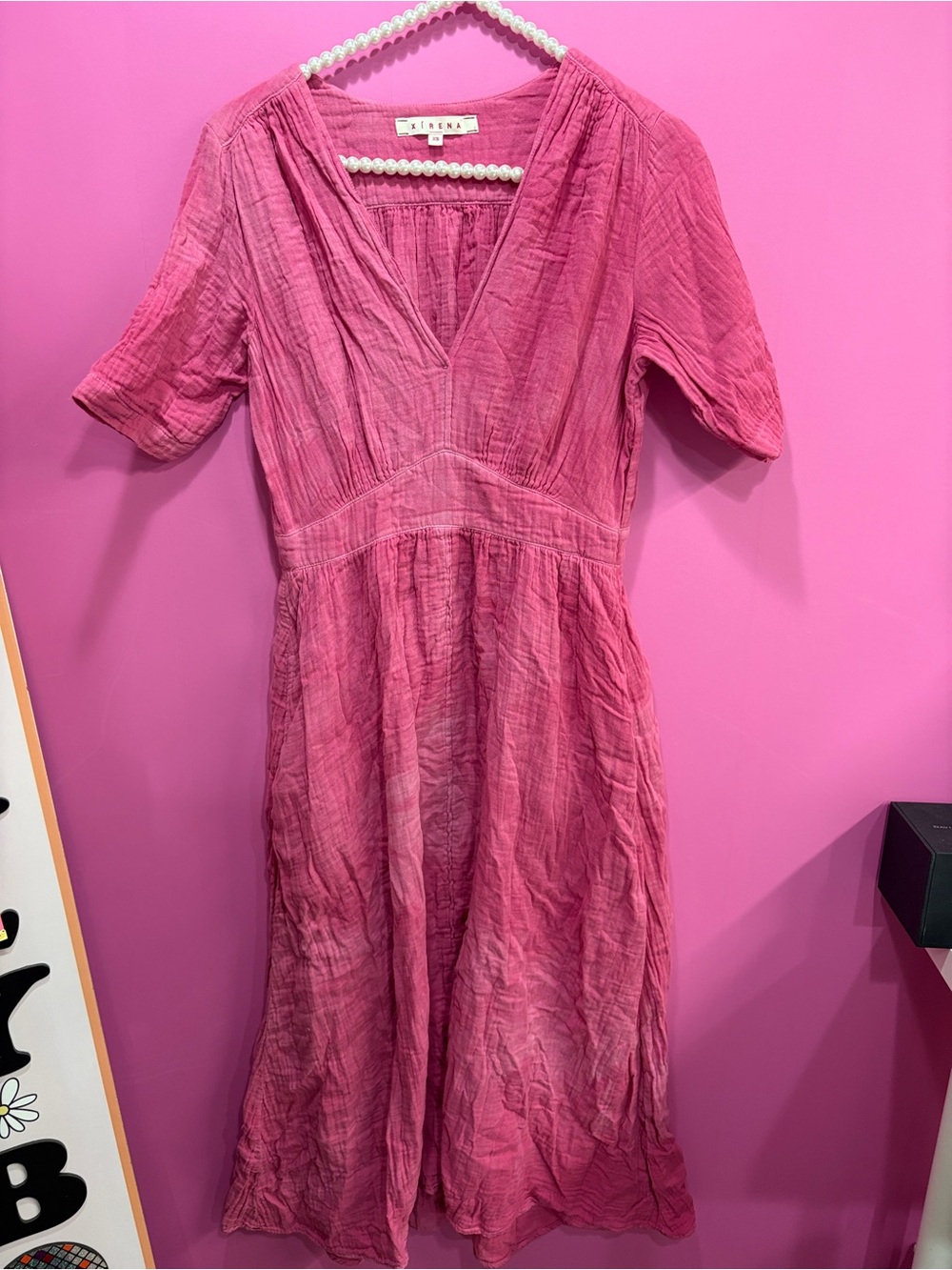 Xirena Pink Dye Midi Cotton Dress